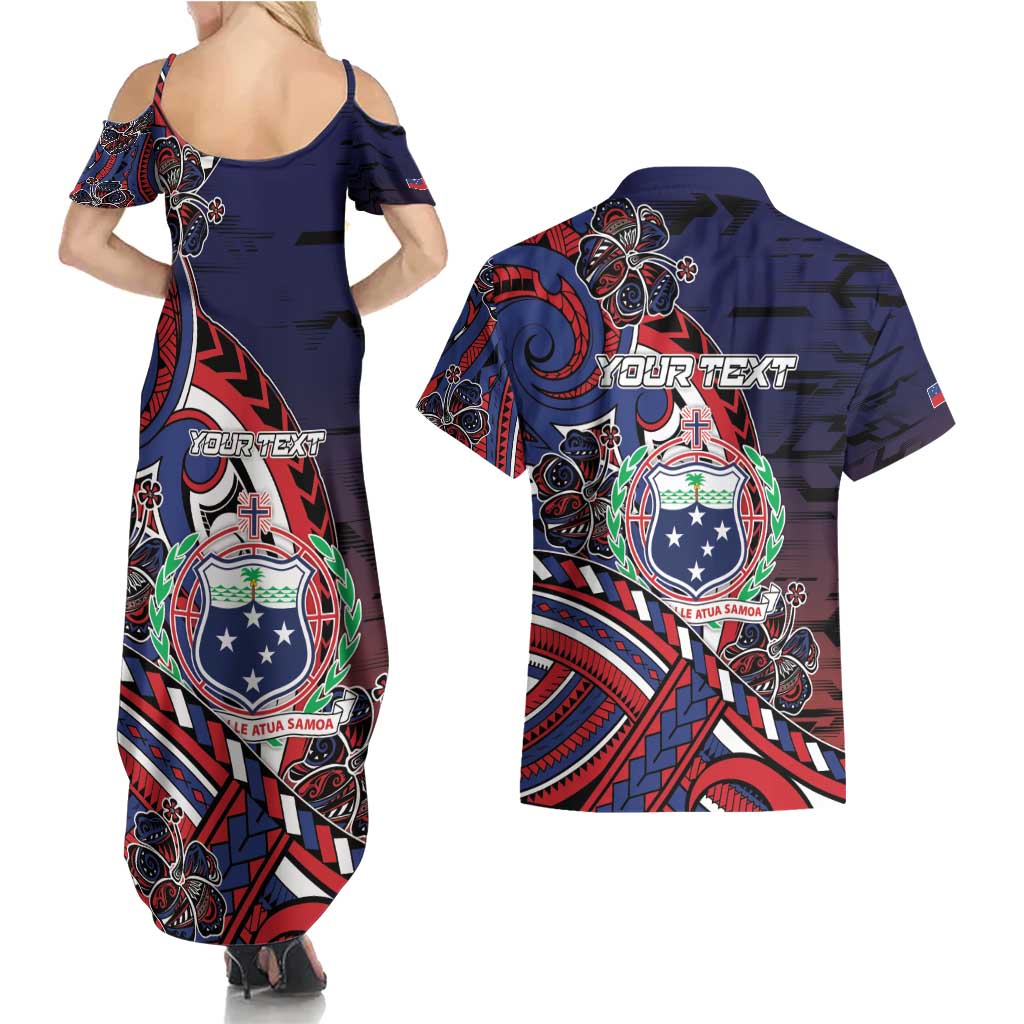 Personalised Samoa Wrestling Couples Matching Summer Maxi Dress and Hawaiian Shirt Polynesian Warrior Funny Style - Polynesian Pride
