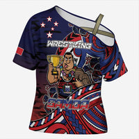 Personalised Samoa Wrestling Cross Shoulder Shirt Polynesian Warrior Funny Style - Polynesian Pride