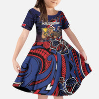 Personalised Samoa Wrestling Family Matching Off The Shoulder Long Sleeve Dress and Hawaiian Shirt Polynesian Warrior Funny Style - Polynesian Pride