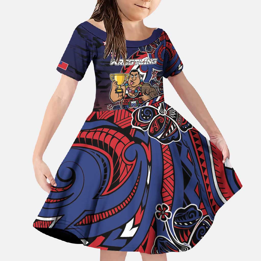Personalised Samoa Wrestling Family Matching Short Sleeve Bodycon Dress and Hawaiian Shirt Polynesian Warrior Funny Style - Polynesian Pride