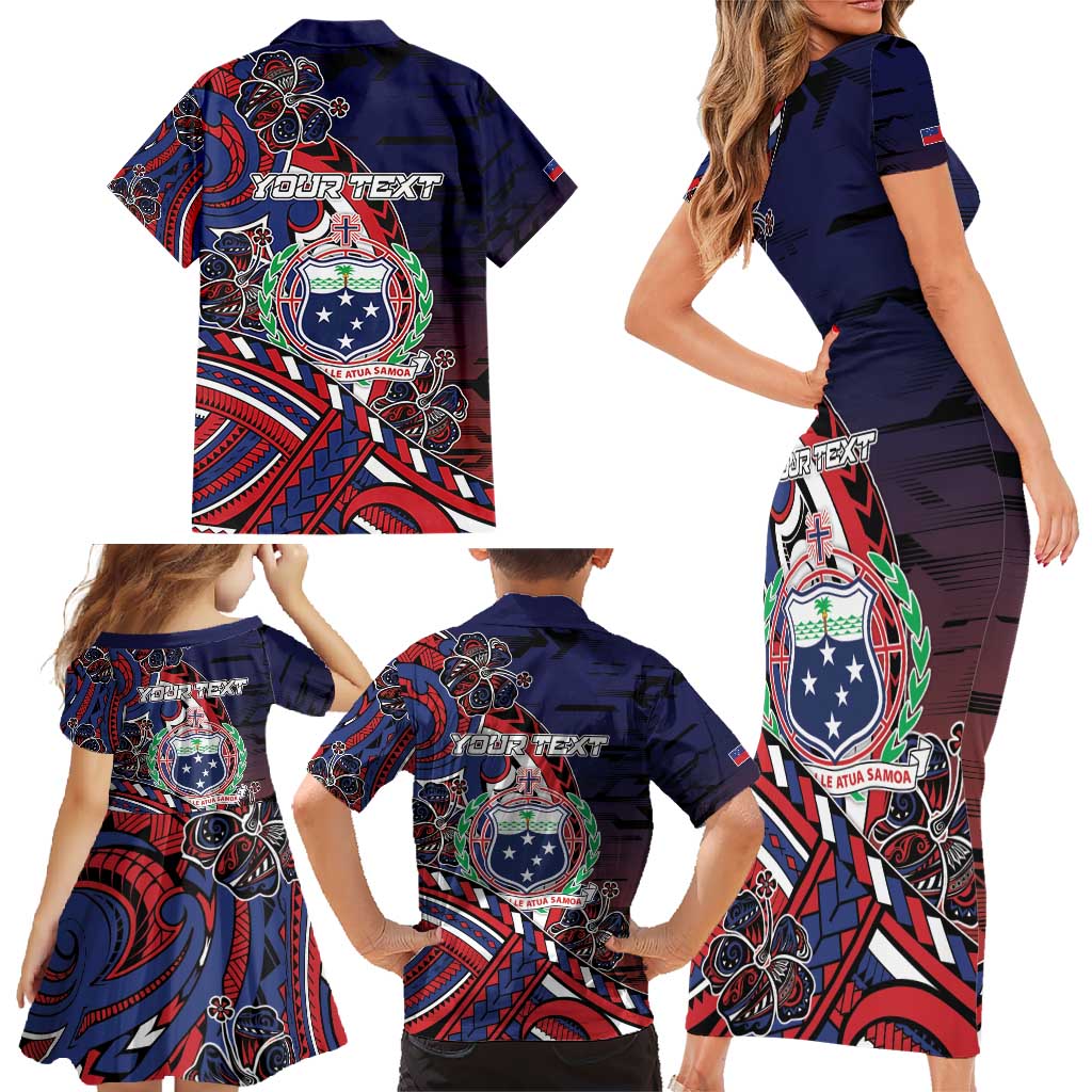 Personalised Samoa Wrestling Family Matching Short Sleeve Bodycon Dress and Hawaiian Shirt Polynesian Warrior Funny Style - Polynesian Pride