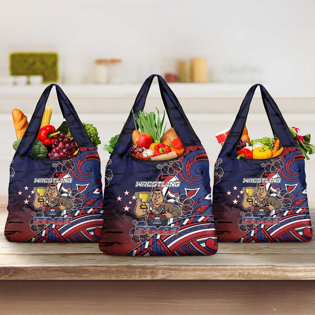 Samoa Wrestling Grocery Bag Polynesian Warrior Funny Style - Polynesian Pride