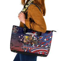 Samoa Wrestling Leather Tote Bag Polynesian Warrior Funny Style - Polynesian Pride