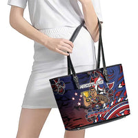 Samoa Wrestling Leather Tote Bag Polynesian Warrior Funny Style - Polynesian Pride