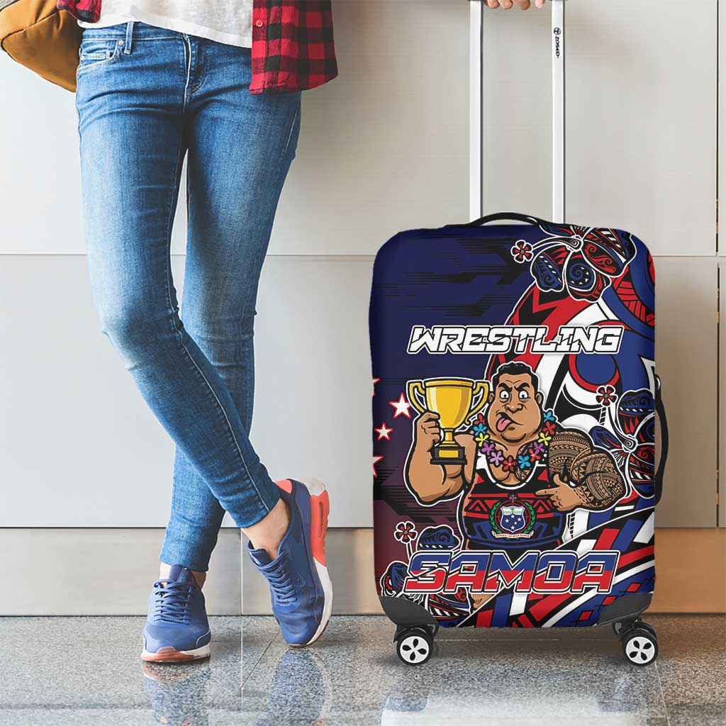 Samoa Wrestling Luggage Cover Polynesian Warrior Funny Style - Polynesian Pride