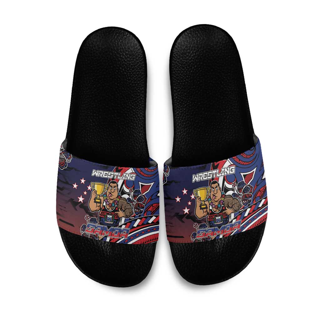 Samoa Wrestling Slide Sandals Polynesian Warrior Funny Style - Polynesian Pride