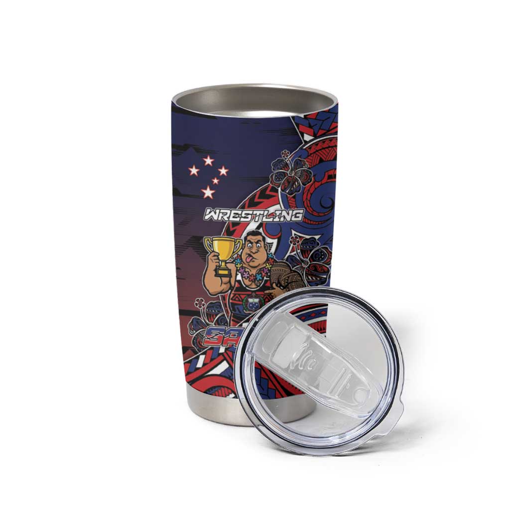 Personalised Samoa Wrestling Tumbler Cup Polynesian Warrior Funny Style - Polynesian Pride