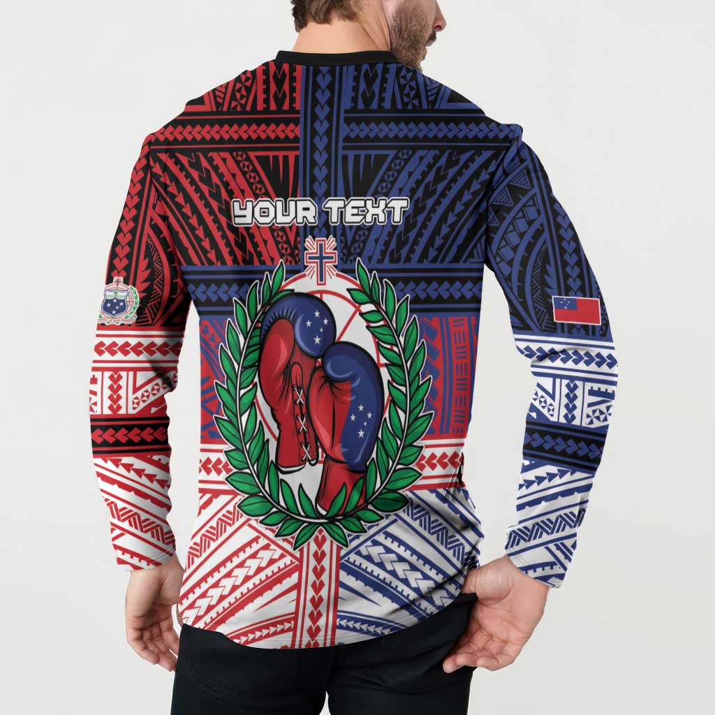 Personalised Samoa Boxing Button Sweatshirt Samoan Boxer Funny Style - Polynesian Pride