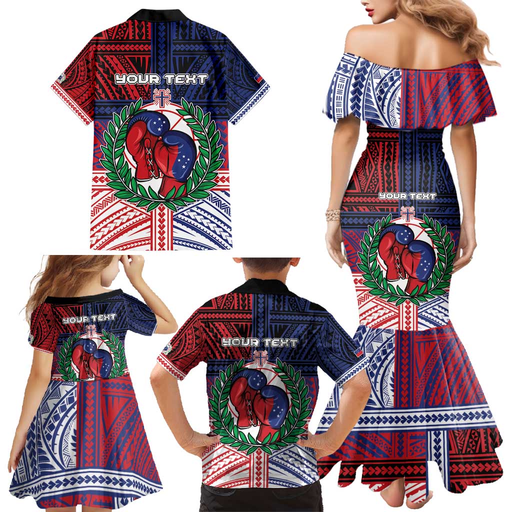 Personalised Samoa Boxing Family Matching Mermaid Dress and Hawaiian Shirt Samoan Boxer Funny Style - Polynesian Pride
