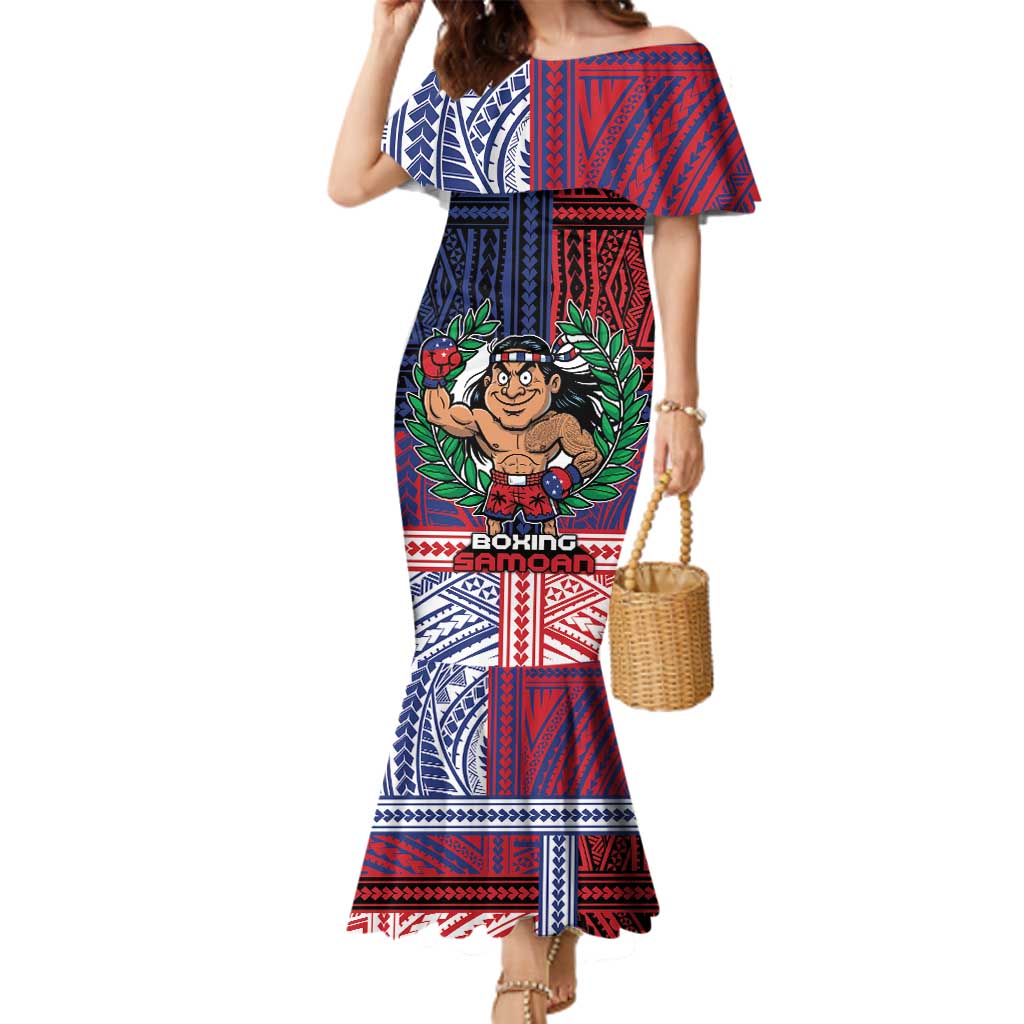 Personalised Samoa Boxing Family Matching Mermaid Dress and Hawaiian Shirt Samoan Boxer Funny Style - Polynesian Pride