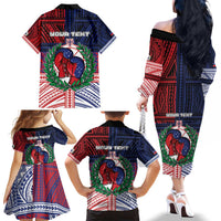 Personalised Samoa Boxing Family Matching Off The Shoulder Long Sleeve Dress and Hawaiian Shirt Samoan Boxer Funny Style - Polynesian Pride