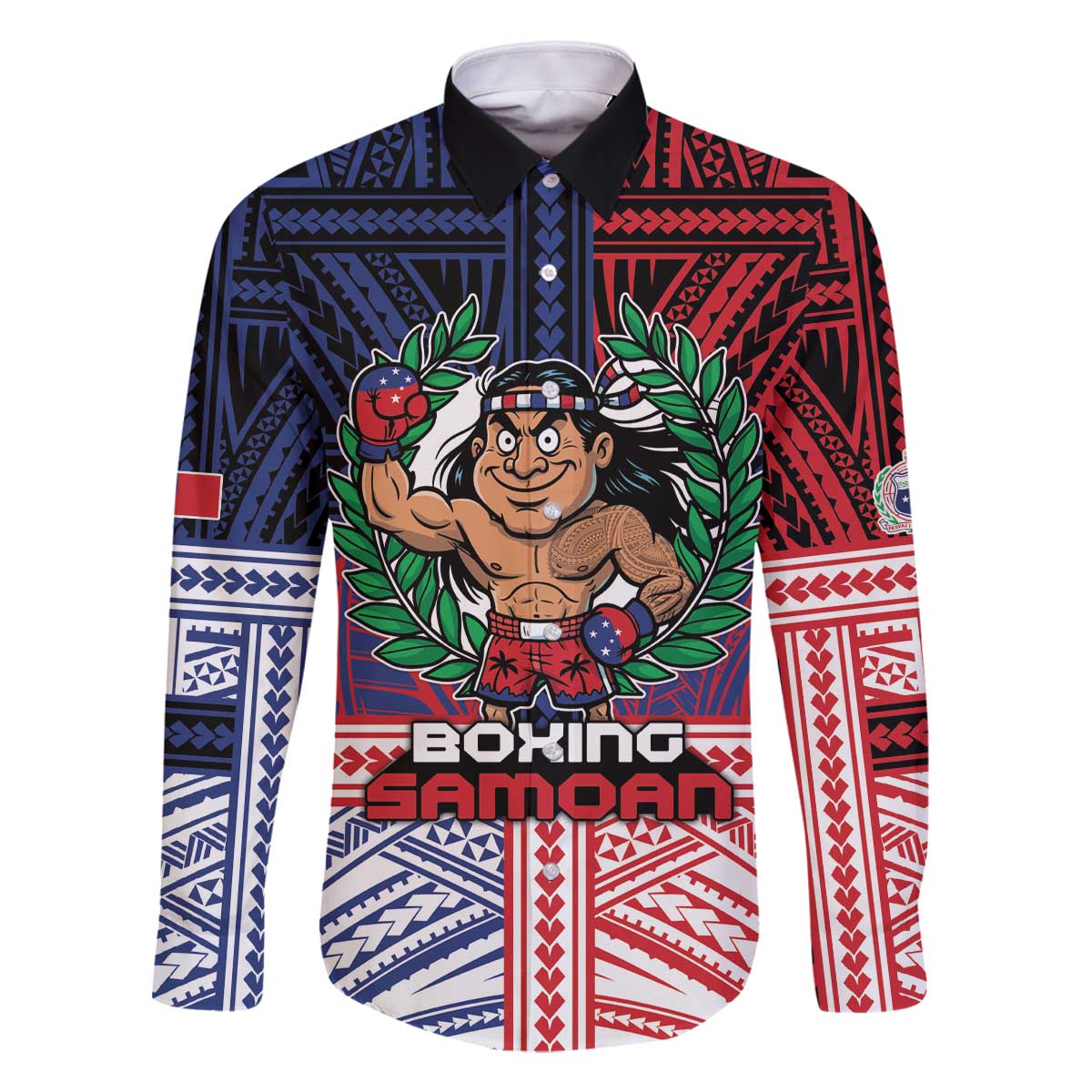 Personalised Samoa Boxing Family Matching Off The Shoulder Long Sleeve Dress and Hawaiian Shirt Samoan Boxer Funny Style - Polynesian Pride