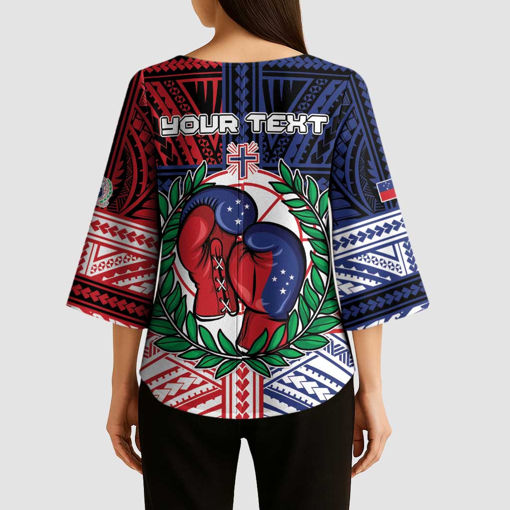 Personalised Samoa Boxing Kimono Sleeve Blouse Samoan Boxer Funny Style - Polynesian Pride