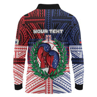 Personalised Samoa Boxing Long Sleeve Polo Shirt Samoan Boxer Funny Style - Polynesian Pride