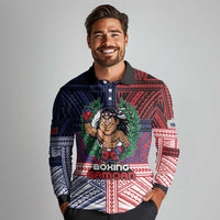 Personalised Samoa Boxing Long Sleeve Polo Shirt Samoan Boxer Funny Style - Polynesian Pride