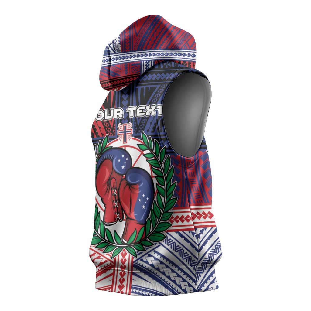 Personalised Samoa Boxing Sleeveless Hoodie Samoan Boxer Funny Style - Polynesian Pride