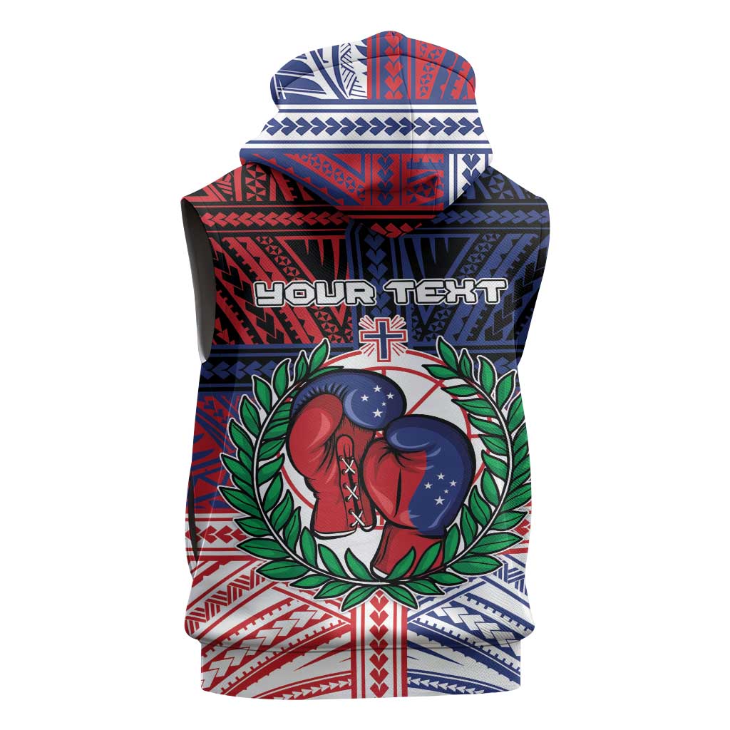 Personalised Samoa Boxing Sleeveless Zip Hoodie Samoan Boxer Funny Style - Polynesian Pride