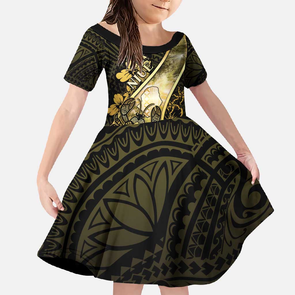 Personalised Niue Family Matching Off Shoulder Maxi Dress and Hawaiian Shirt Niuean Crab Waves Style