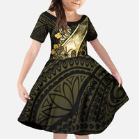 Personalised Niue Family Matching Off Shoulder Maxi Dress and Hawaiian Shirt Niuean Crab Waves Style