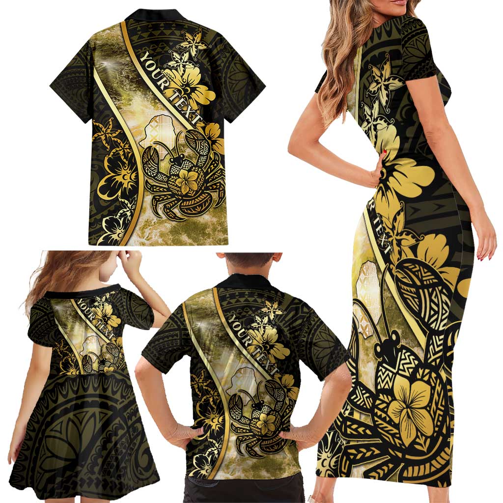Personalised Niue Family Matching Short Sleeve Bodycon Dress and Hawaiian Shirt Niuean Crab Waves Style DT05 - Polynesian Pride