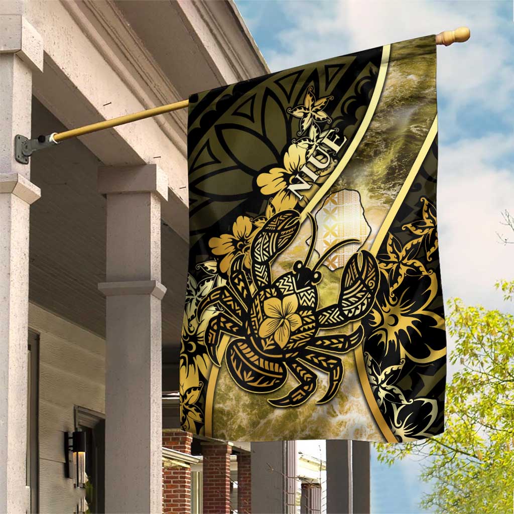 Niue Garden Flag Niuean Crab Waves Style DT05 House Flag Gold - Polynesian Pride