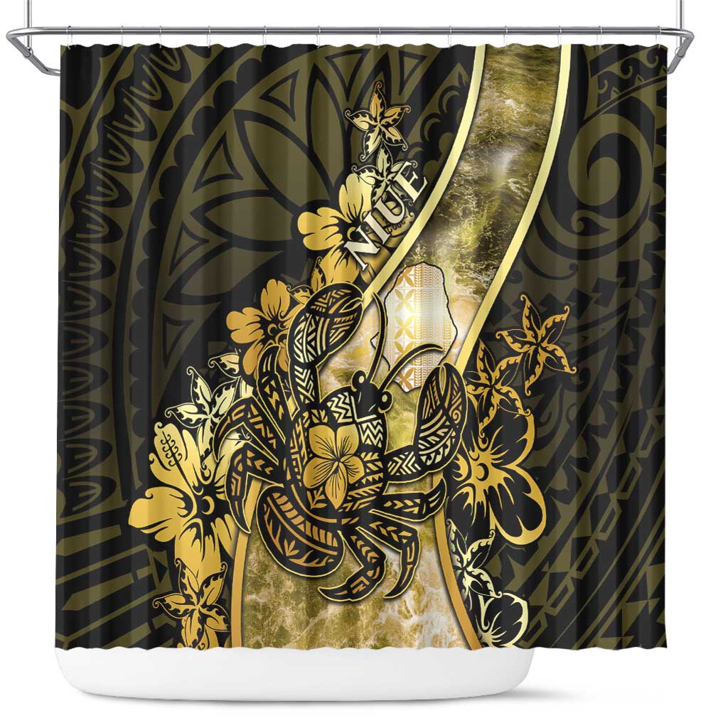 Niue Shower Curtain Niuean Crab Waves Style DT05 Gold - Polynesian Pride