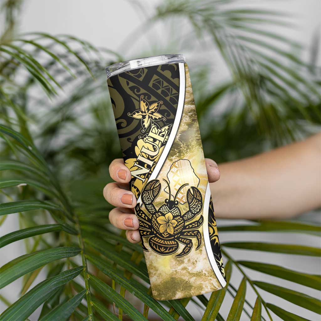 Personalised Niue Skinny Tumbler Niuean Crab Waves Style DT05 - Polynesian Pride