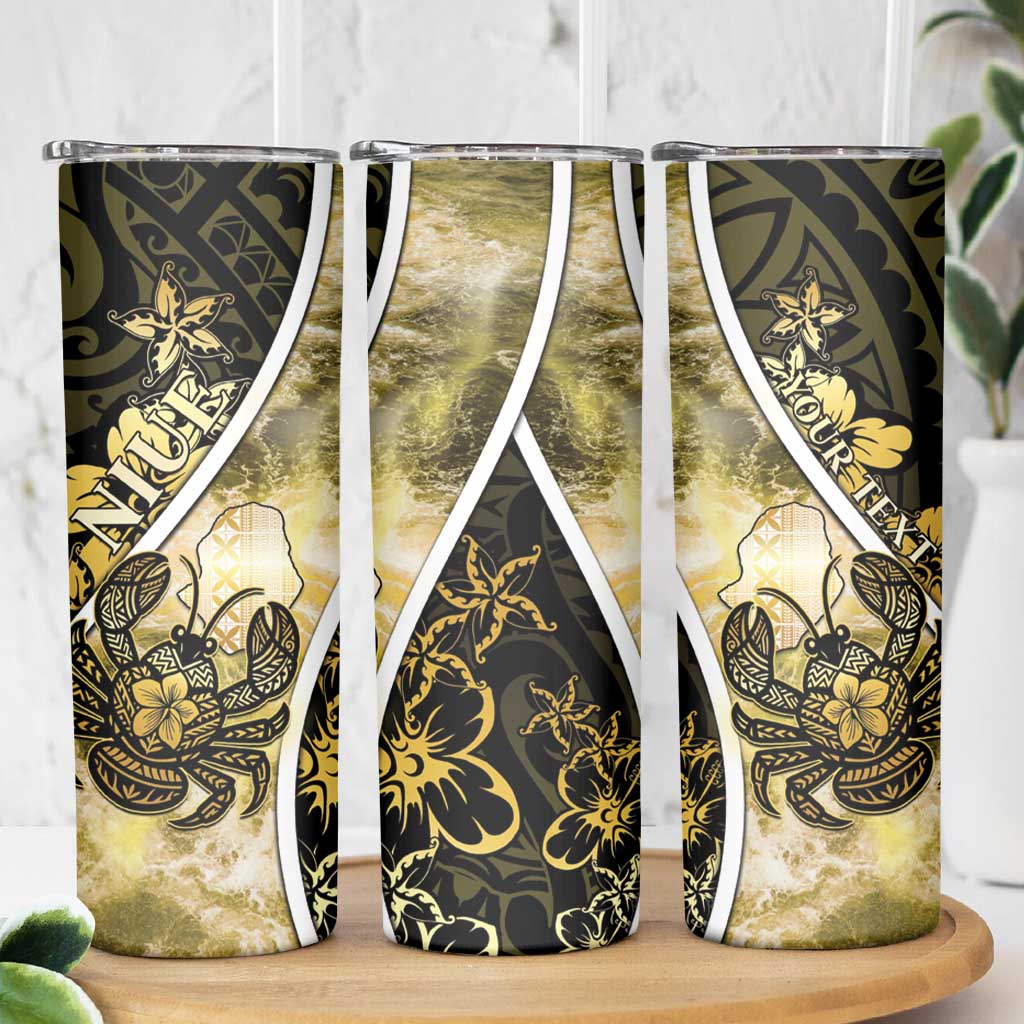 Personalised Niue Skinny Tumbler Niuean Crab Waves Style DT05 - Polynesian Pride