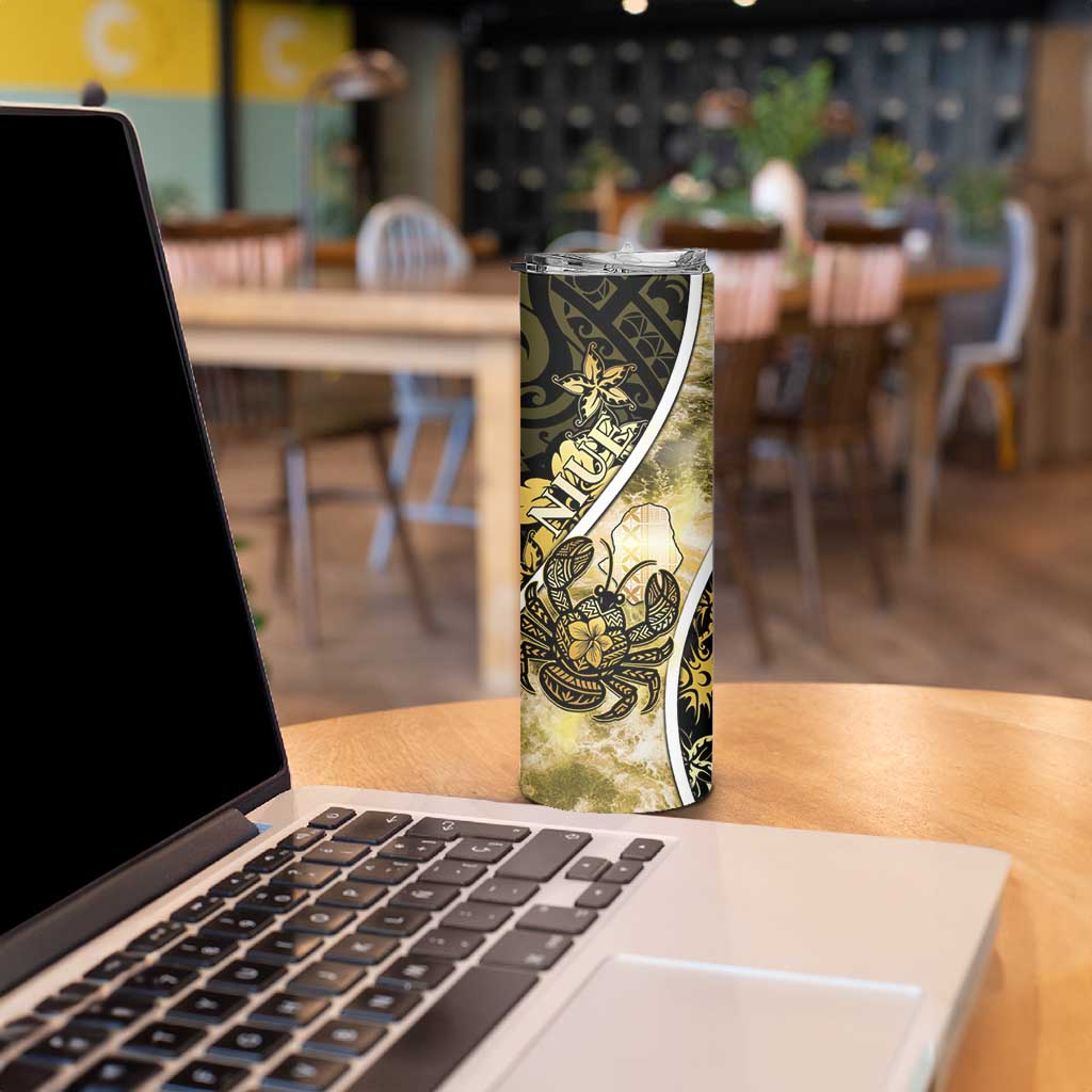 Personalised Niue Skinny Tumbler Niuean Crab Waves Style DT05 - Polynesian Pride
