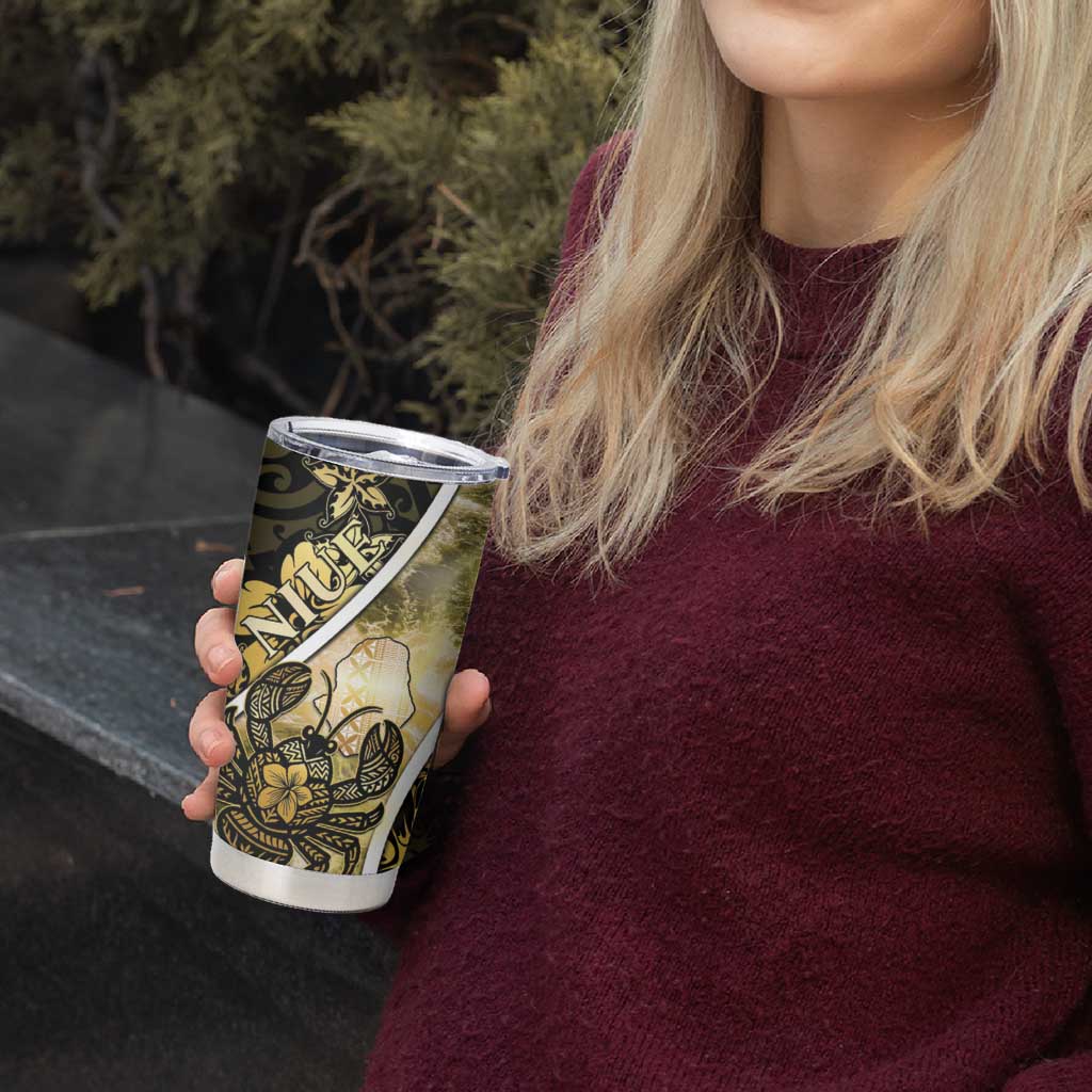 Personalised Niue Tumbler Cup Niuean Crab Waves Style