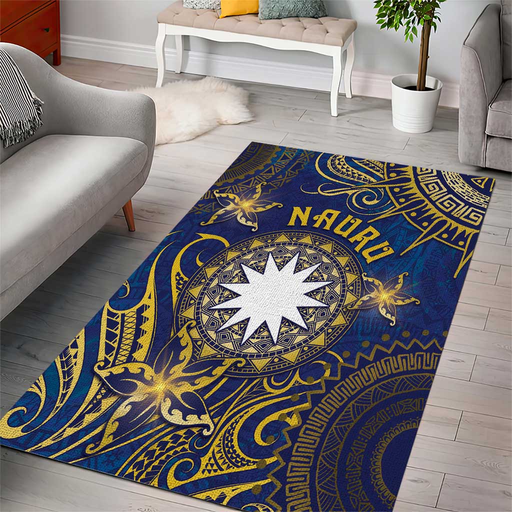 Nauru Area Rug Hibiscus Polynesian Tribal Pattern