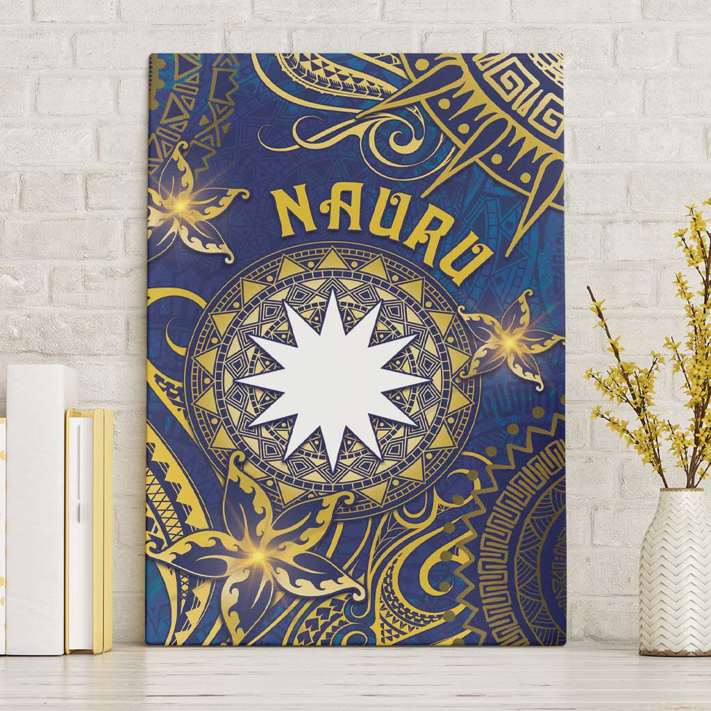 Nauru Canvas Wall Art Hibiscus Polynesian Tribal Pattern DT05 Without Frame Navy - Polynesian Pride