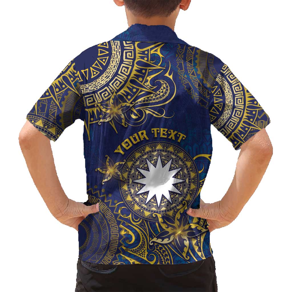 Personalised Nauru Family Matching Long Sleeve Bodycon Dress and Hawaiian Shirt Hibiscus Polynesian Tribal Pattern