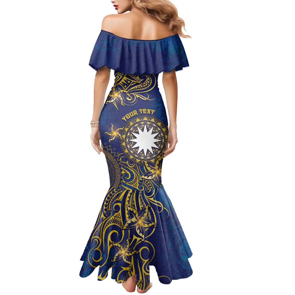 Personalised Nauru Family Matching Mermaid Dress and Hawaiian Shirt Hibiscus Polynesian Tribal Pattern