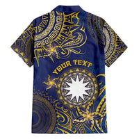 Personalised Nauru Family Matching Off The Shoulder Long Sleeve Dress and Hawaiian Shirt Hibiscus Polynesian Tribal Pattern