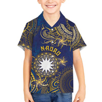 Personalised Nauru Family Matching Off The Shoulder Long Sleeve Dress and Hawaiian Shirt Hibiscus Polynesian Tribal Pattern