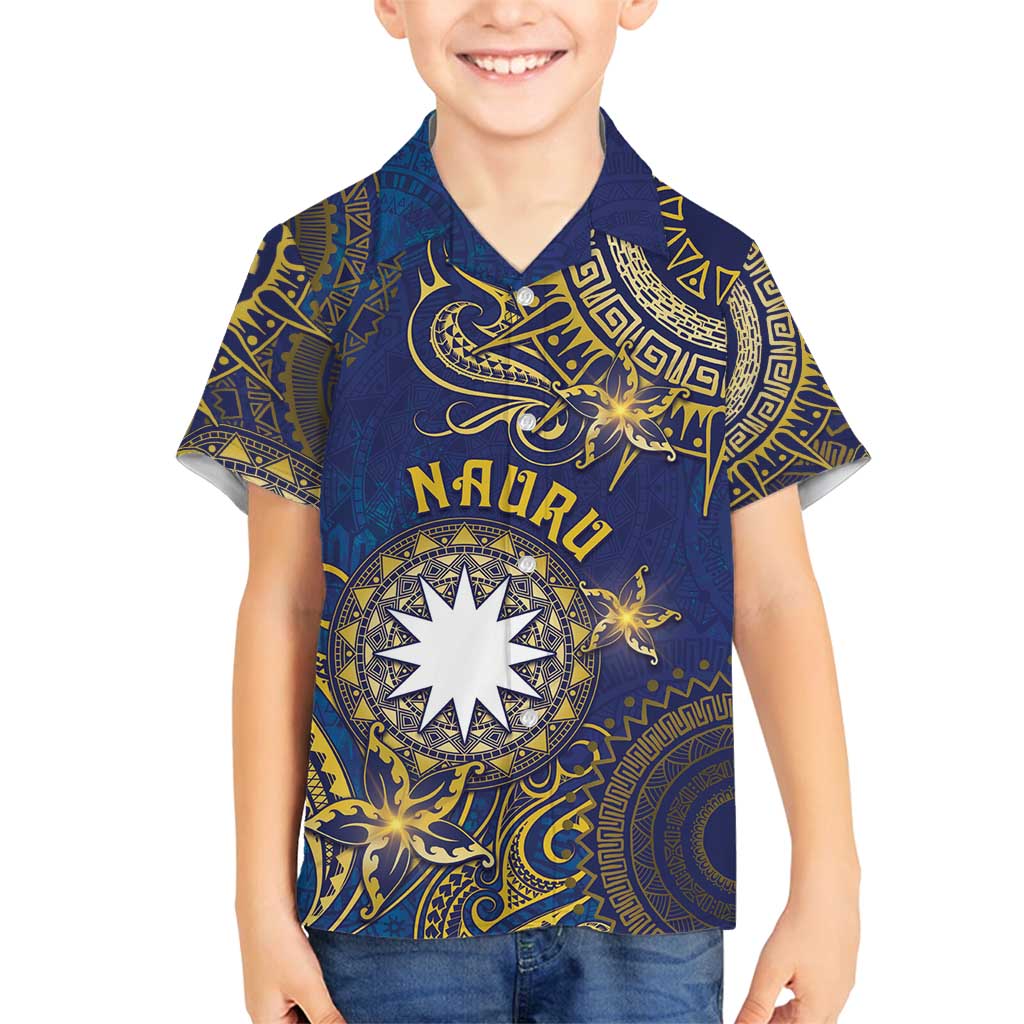 Personalised Nauru Family Matching Off Shoulder Maxi Dress and Hawaiian Shirt Hibiscus Polynesian Tribal Pattern