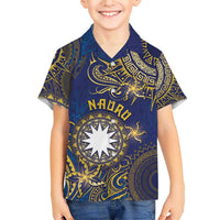 Personalised Nauru Family Matching Short Sleeve Bodycon Dress and Hawaiian Shirt Hibiscus Polynesian Tribal Pattern