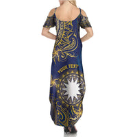 Personalised Nauru Family Matching Summer Maxi Dress and Hawaiian Shirt Hibiscus Polynesian Tribal Pattern