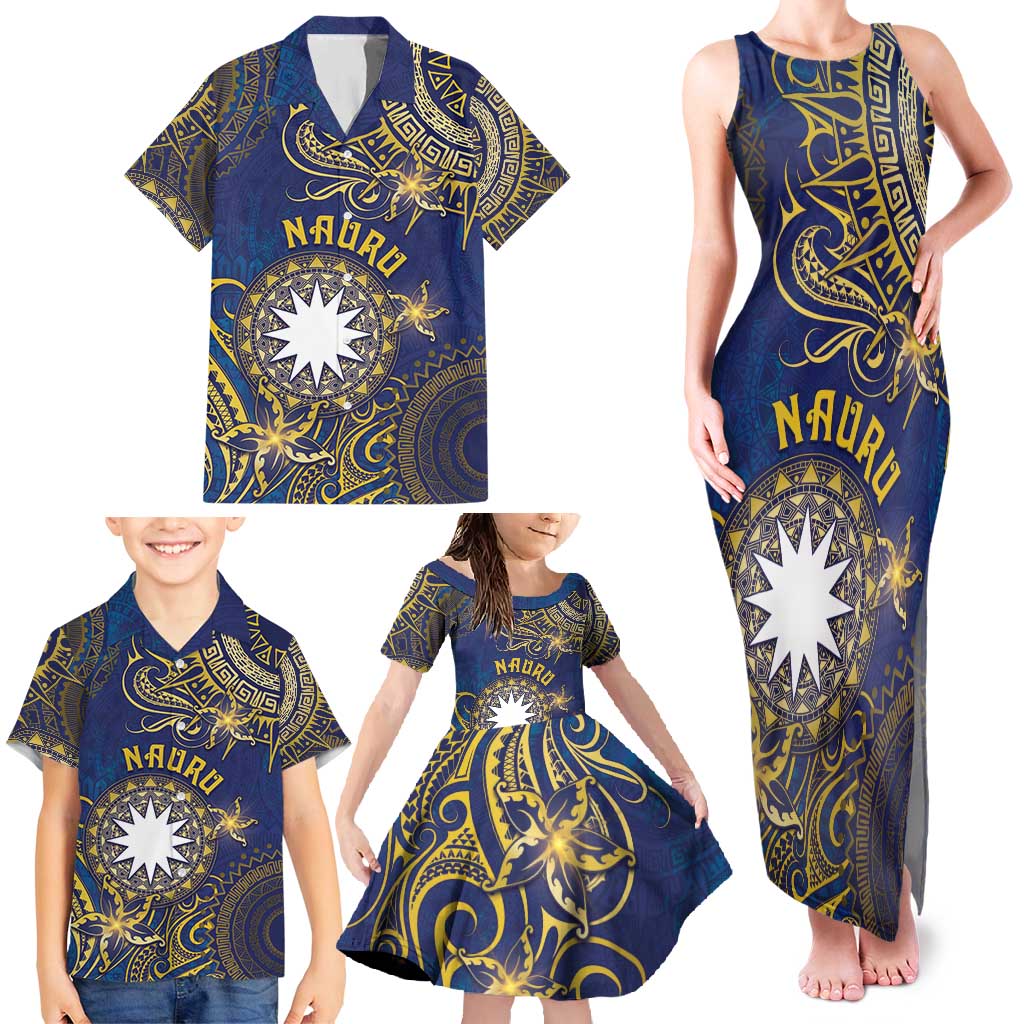 Personalised Nauru Family Matching Tank Maxi Dress and Hawaiian Shirt Hibiscus Polynesian Tribal Pattern DT05 - Polynesian Pride