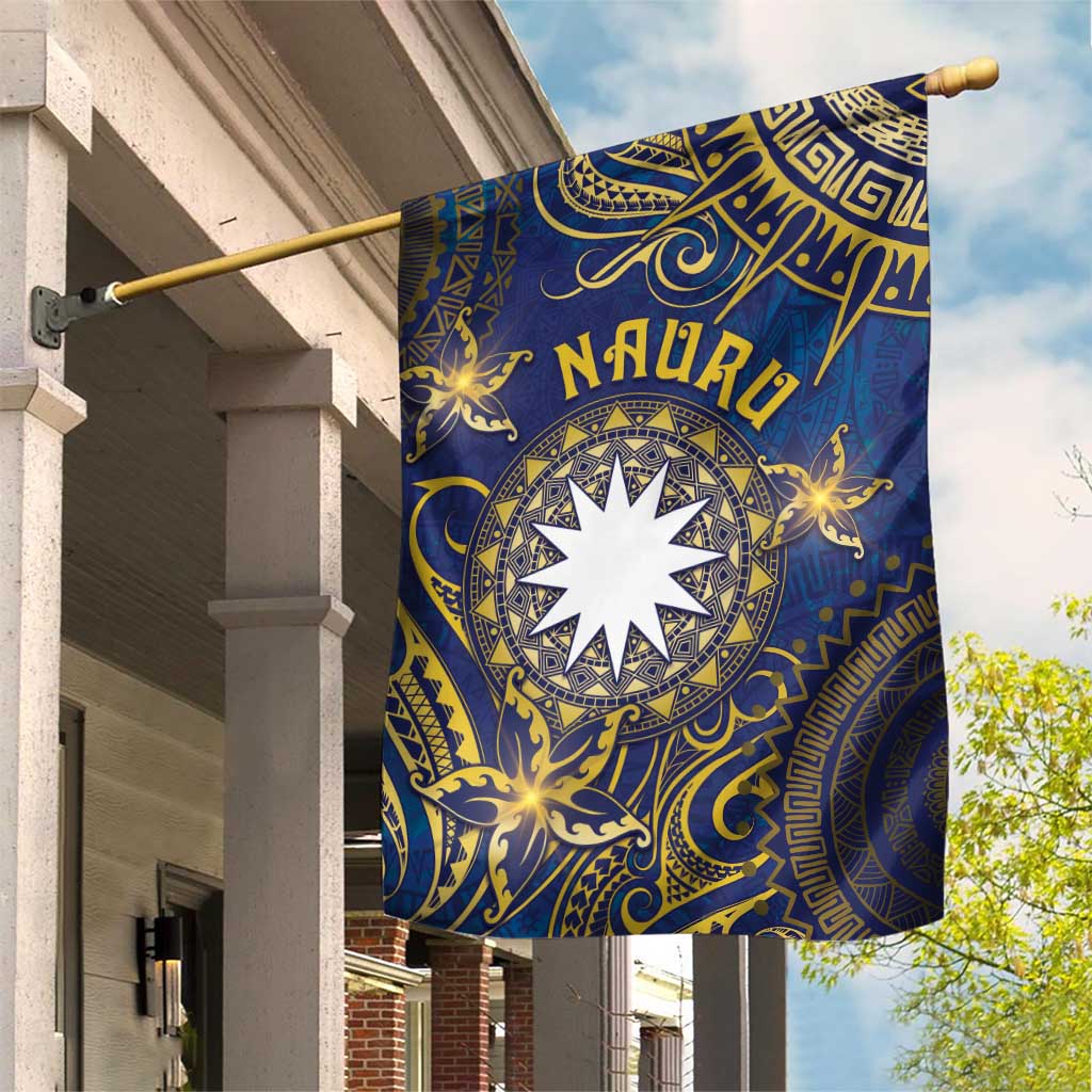 Nauru Garden Flag Hibiscus Polynesian Tribal Pattern DT05 House Flag Navy - Polynesian Pride