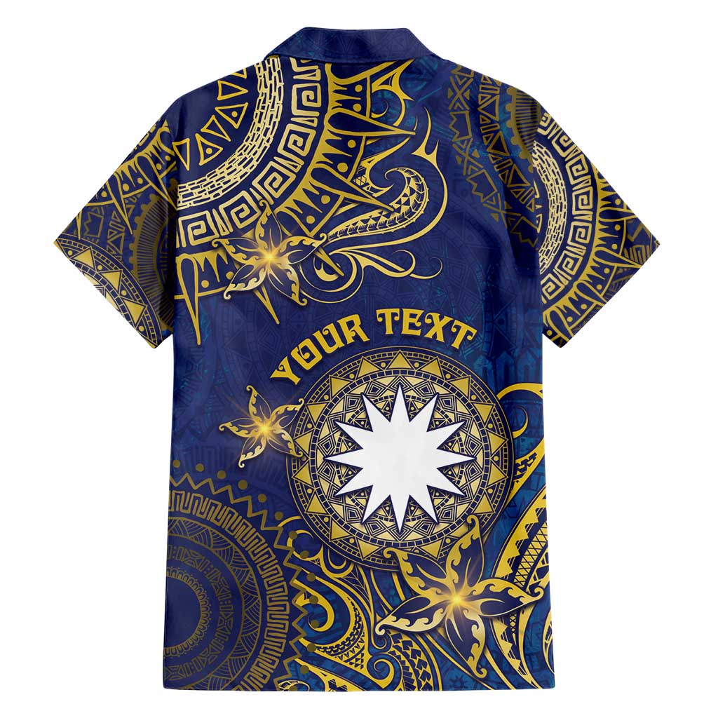 Personalised Nauru Hawaiian Shirt Hibiscus Polynesian Tribal Pattern