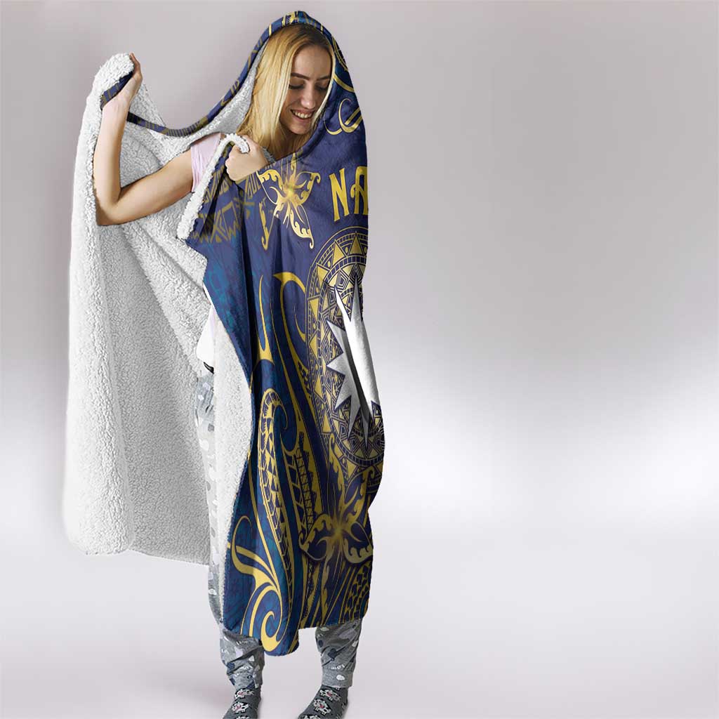 Nauru Hooded Blanket Hibiscus Polynesian Tribal Pattern