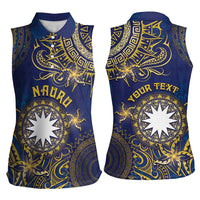 Personalised Nauru Women Sleeveless Polo Shirt Hibiscus Polynesian Tribal Pattern DT05 - Polynesian Pride