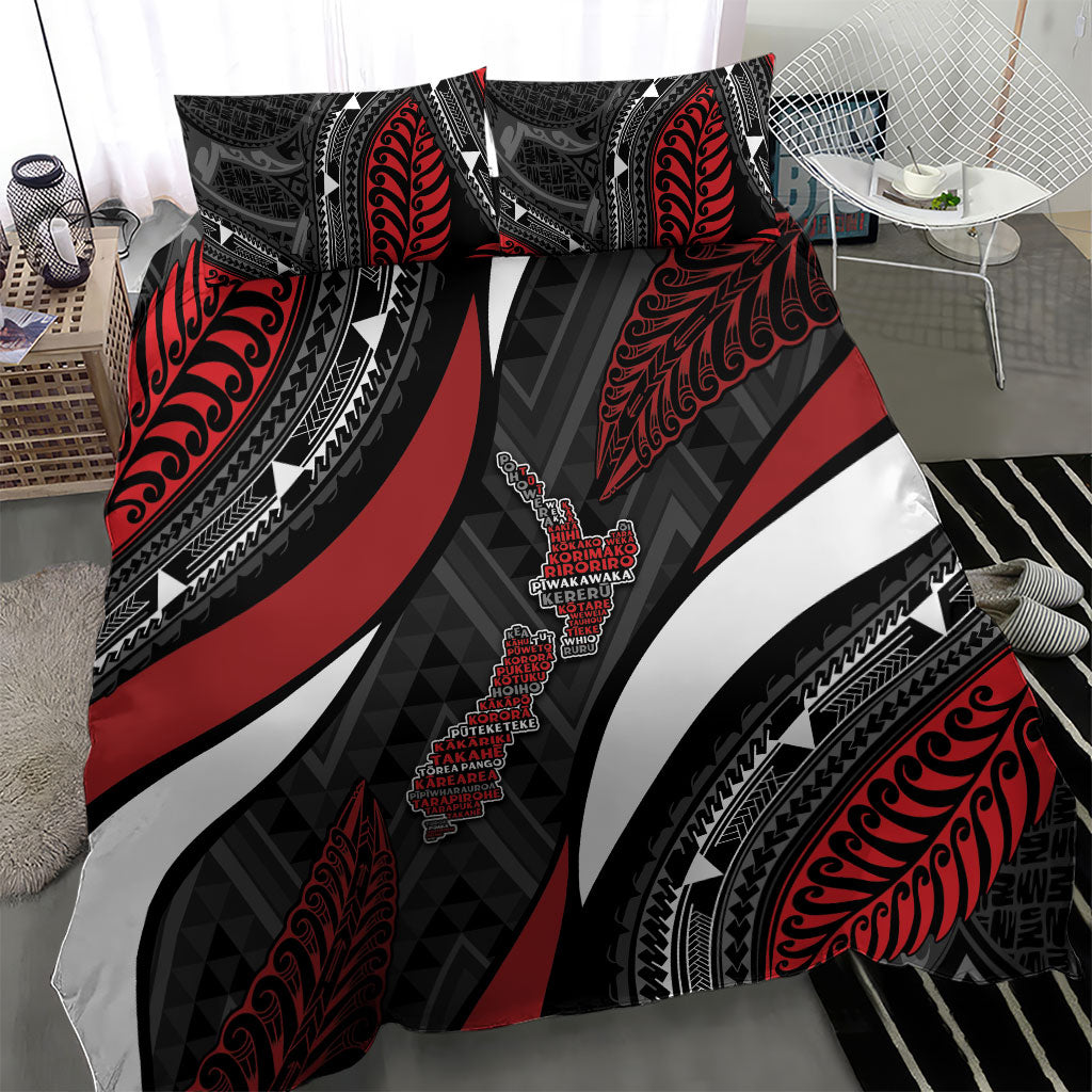 Aotearoa New Zealand Native Birds Map Bedding Set Silver Fern Tribal Pattern DT05 - Polynesian Pride