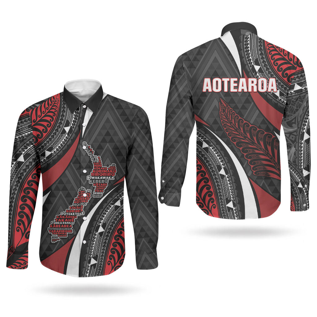 Aotearoa New Zealand Native Birds Map Couples Matching Off Shoulder Short Dress and Long Sleeve Button Shirt Silver Fern Tribal Pattern DT05 - Polynesian Pride