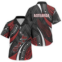 Aotearoa New Zealand Native Birds Map Family Matching Short Sleeve Bodycon Dress and Hawaiian Shirt Silver Fern Tribal Pattern