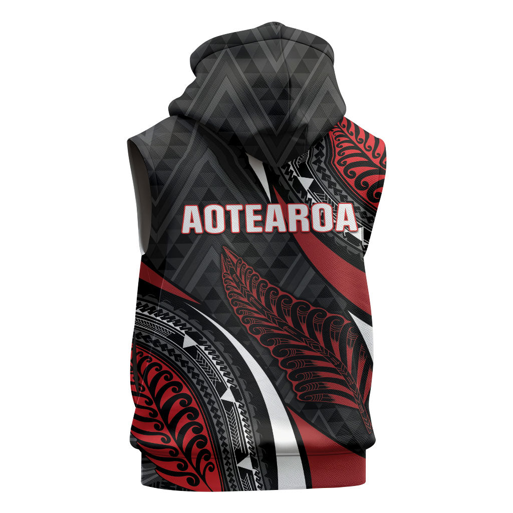 Aotearoa New Zealand Native Birds Map Sleeveless Zip Hoodie Silver Fern Tribal Pattern DT05 - Polynesian Pride