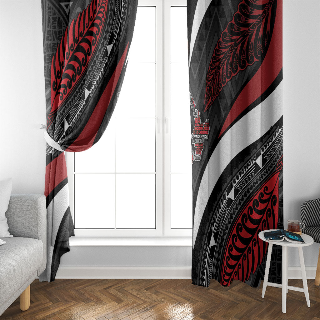 Aotearoa New Zealand Native Birds Map Window Curtain Silver Fern Tribal Pattern DT05 - Polynesian Pride
