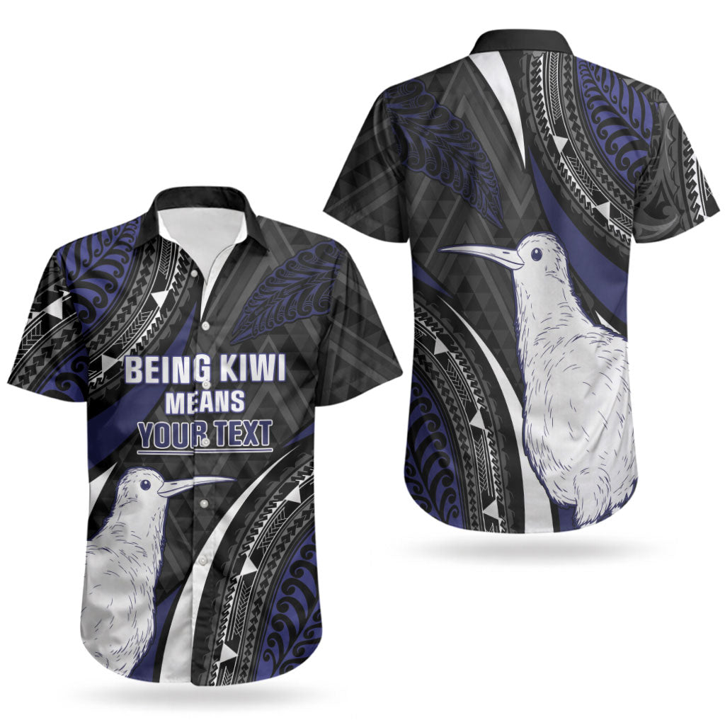 Personalised New Zealand Kiwi Couples Matching Short Sleeve Bodycon Dress and Hawaiian Shirt Silver Fern Tribal Pattern